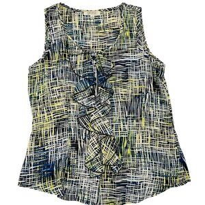 Spense Sleeveless Ruffle Blouse Womens Sz M LIghtweight in Abstract Print